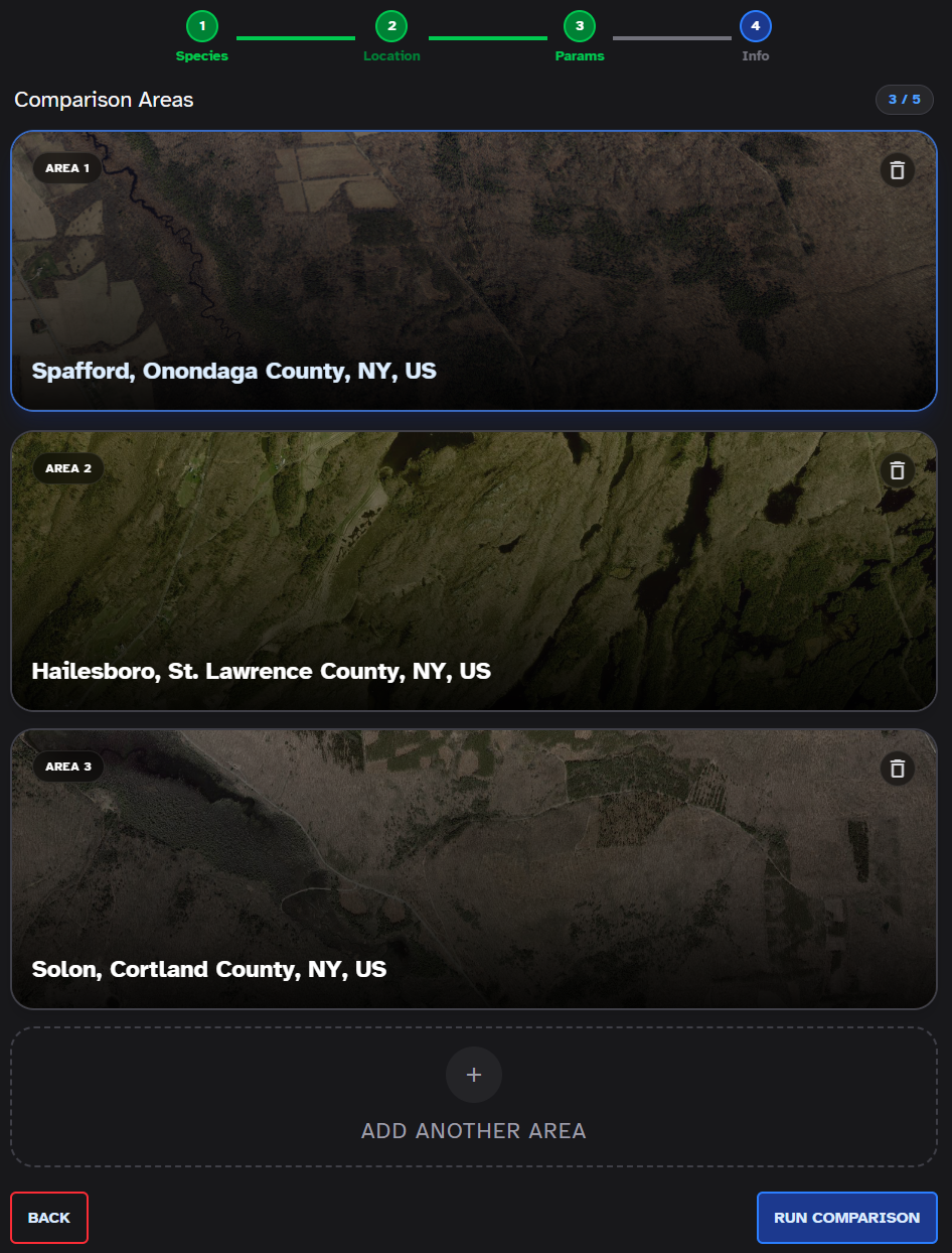 Comparison Areas Setup